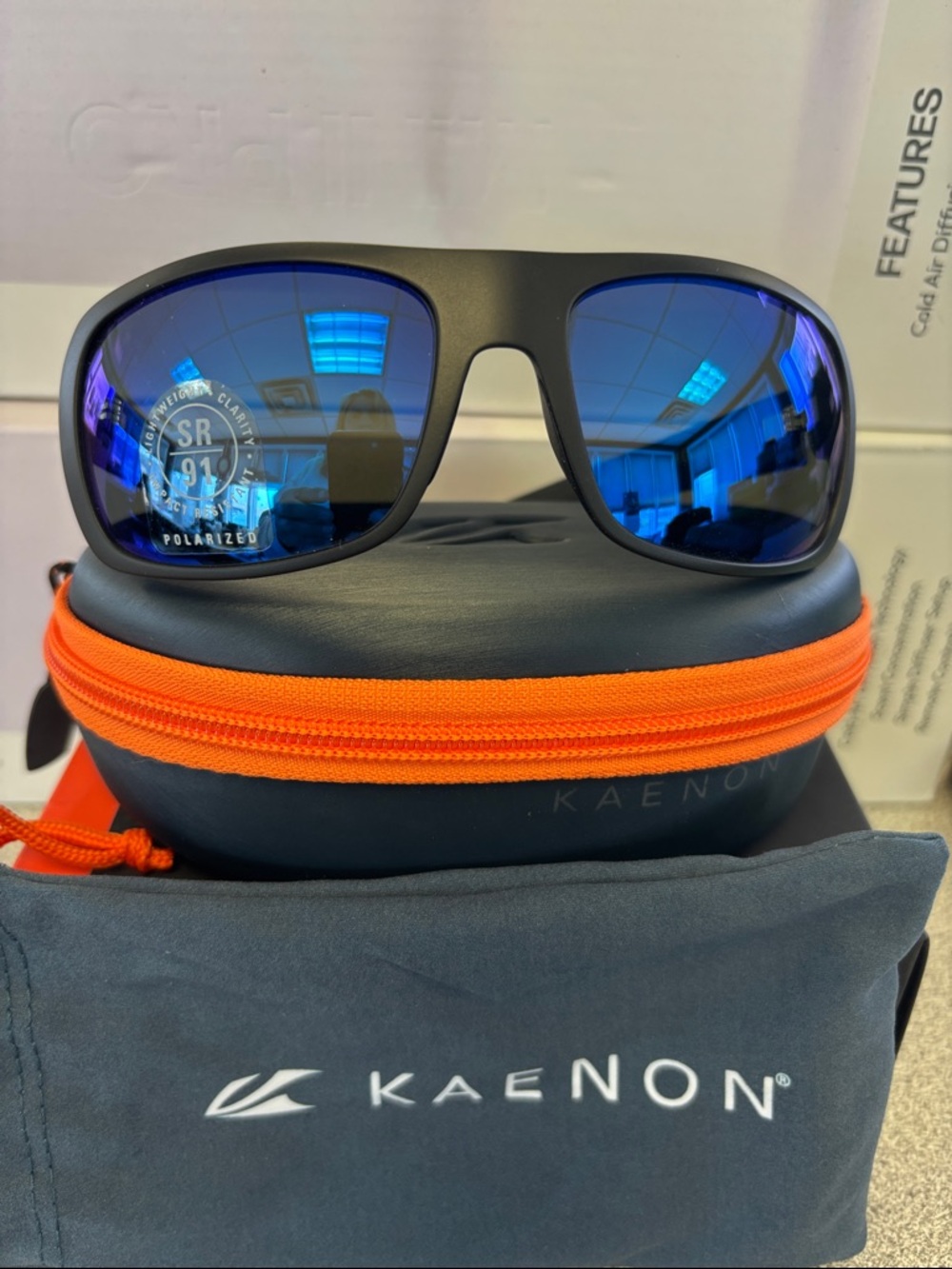 Kaenon Men’s Polarized Sunglasses - Blue Mirror Lenses, Black Frame